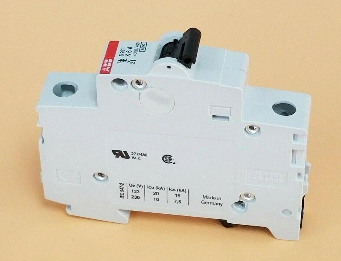 Used ABB S201-K6 CIRCUIT BREAKER, 1AMP, 230/400VAC, 1POLE, S201K6A