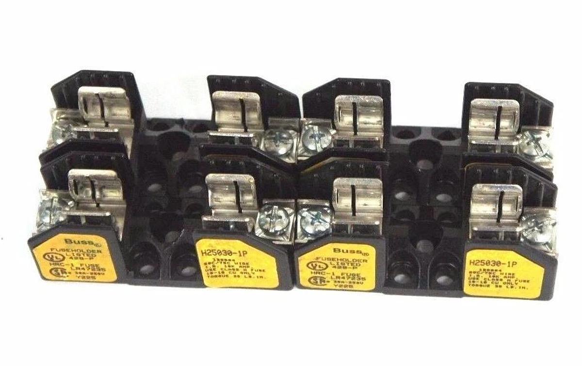 Used LOT OF 4 BUSSMANN H25030-1P FUSE HOLDERS FOR HRC-1 FUSES