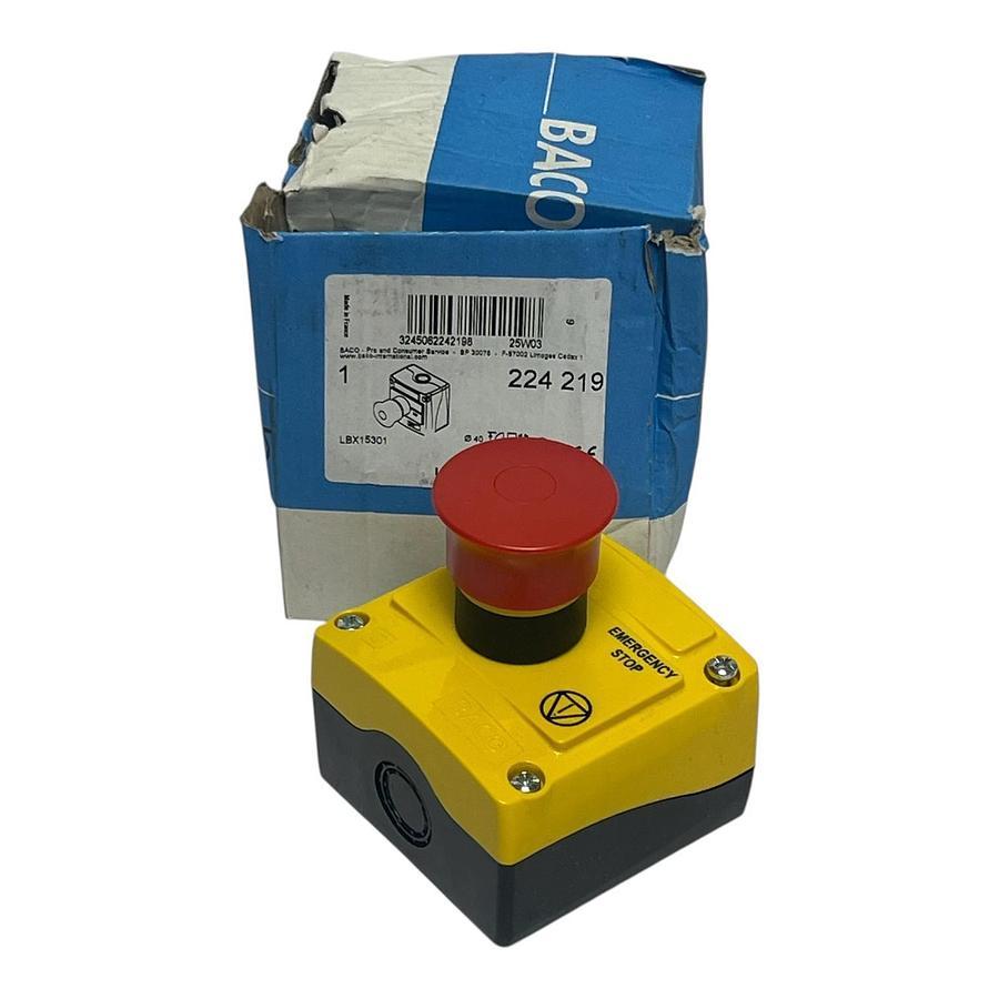 BACO LBX15301 Emergency Stop Switch Enclosure 40mm Red Mushroom Push-Pull, NSMP