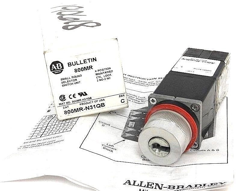Used NIB ALLEN BRADLEY 800MR-N31QB SER. A SELECTOR SWITCH 800MRN31Q SER. A