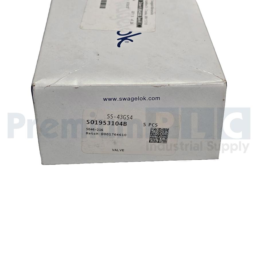 Used BOX OF 5 SWAGELOK SS-43GS4 STAINLESS STEEL 40G SERIES BALL VALVE 1/4" TUBE NSMP
