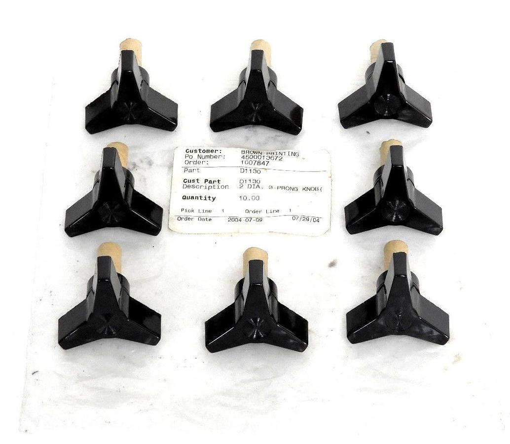 Used LOT OF 8 NEW GENERIC D1130 2'' DIA. 3-PRONG KNOBS PLASTIC