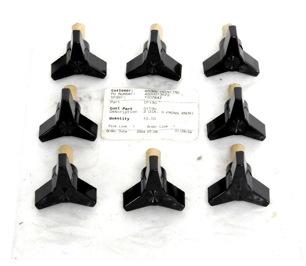 Used LOT OF 8 NEW GENERIC D1130 2'' DIA. 3-PRONG KNOBS PLASTIC