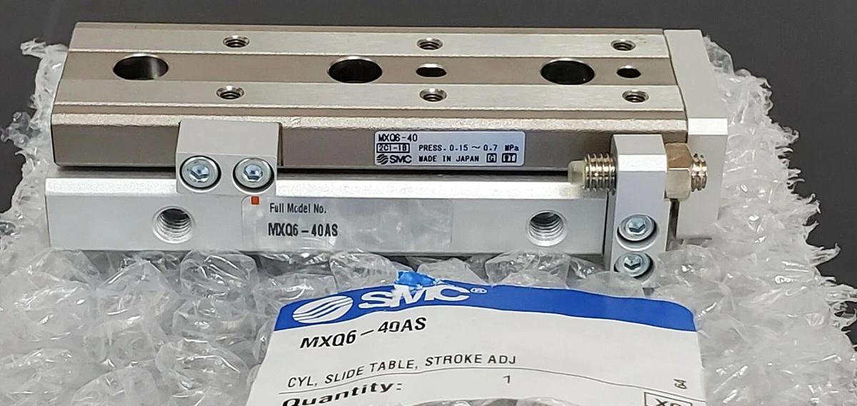 Used NEW SMC MXQ6-40AS CYL, SLIDE TABLE, STROKE ADJ MXQ640AS