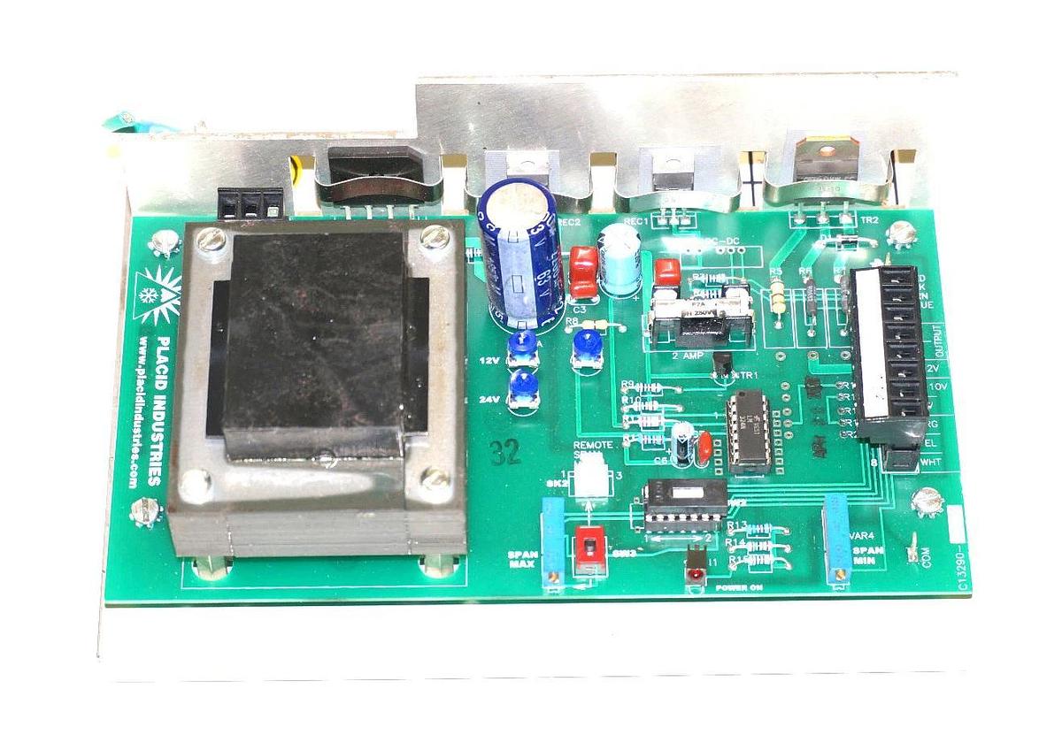 Used PLACID INDUSTRIES PS-24 POWER SUPPLY MODULE 50/60HZ, 100VAC, 24VDC, PS24