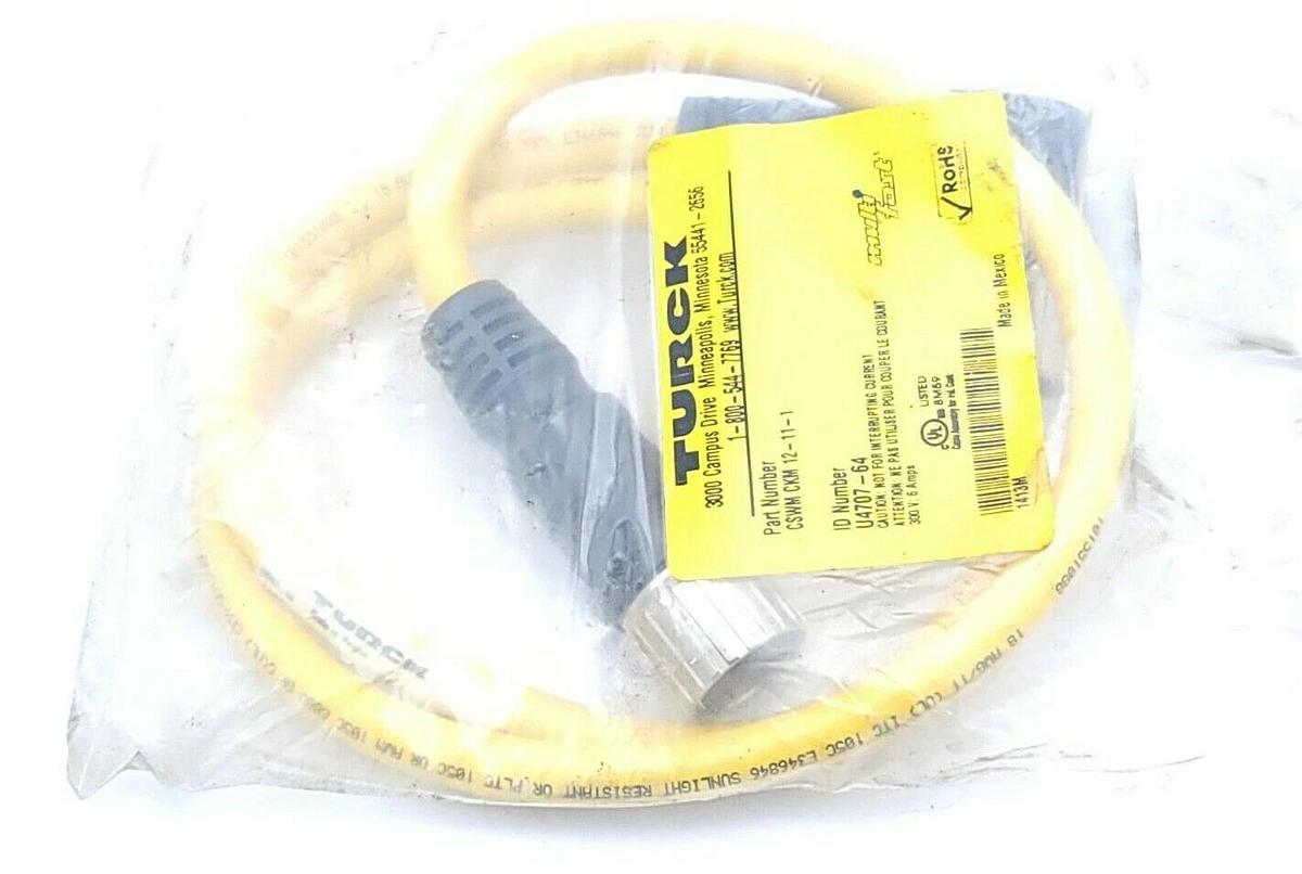 Used NEW TURCK CSWM CKM 12-11-1 MULTIFAST MOLDED CORDSET ID NO. U4707-64
