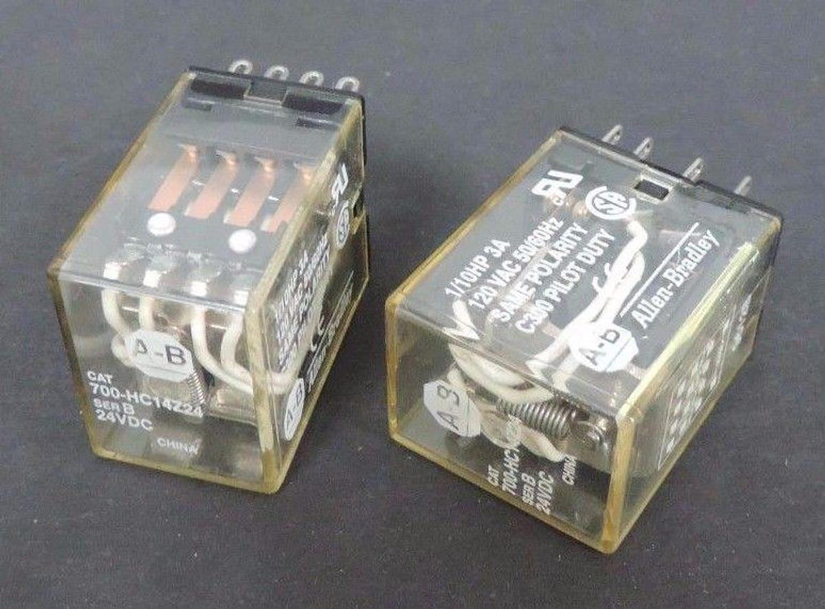 Used LOT OF 2 ALLEN BRADLEY 700-HC14Z24 RELAYS 24V 700HC14Z24 SERIES B