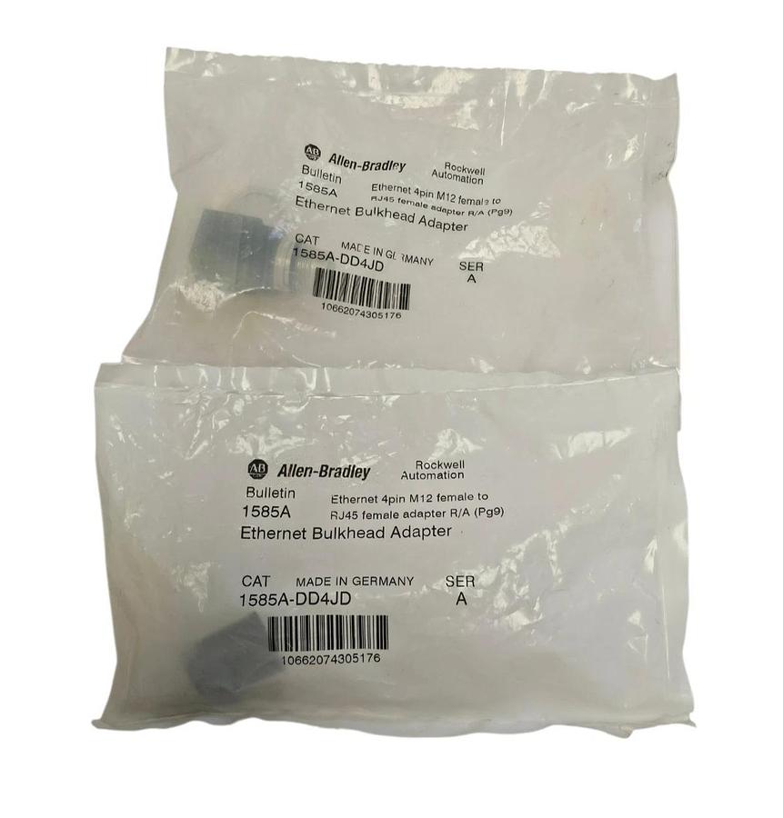 Used LOT OF 2 NEW ALLEN BRADLEY 1585A-DD4JD SER. A ETHERNET BULKHEAD ADAPTERS