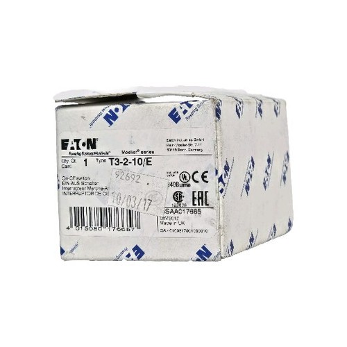 Used NIB EATON CUTLER HAMMER T3-2-10/E ON-OFF SWITCH