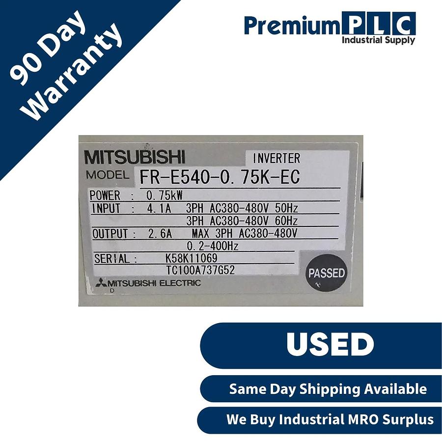 Used USED MITSUBISHI ELECTRIC FR-E540-0.75K-EC FREQROL FR-E500 VFD/VSD .75kW/1HP