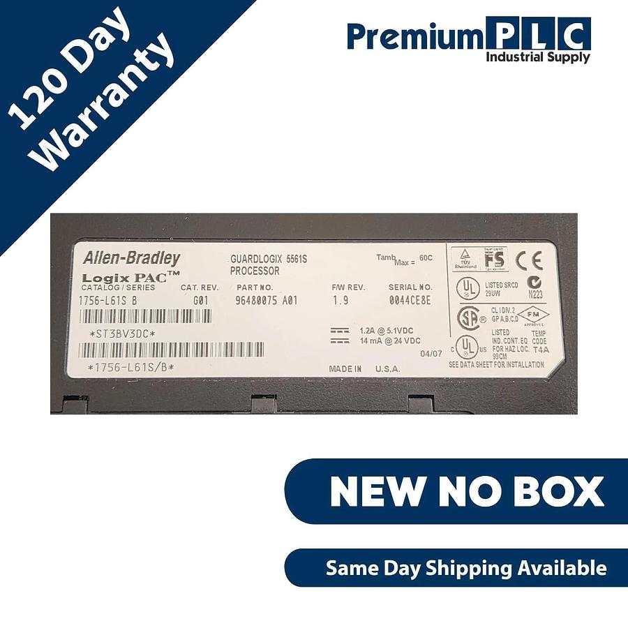 NEW ALLEN BRADLEY 1756-L61S /B GuardLogix 5561S PROCESSOR CAT. REV. G01 FW. 1.9