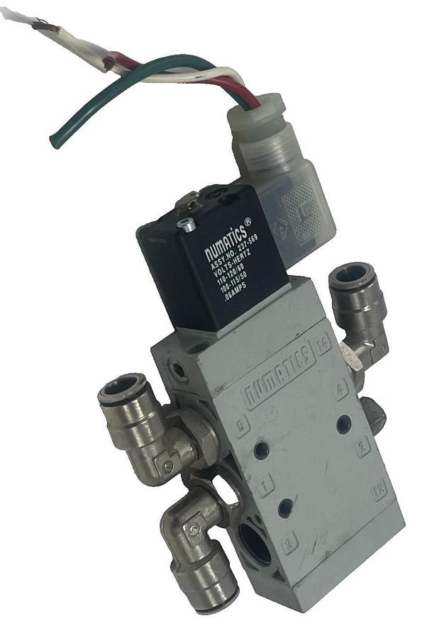 Used NUMATICS L23BA452B Solenoid Valve 24VDC 4-Way 1/4" NPT w/ 237-569 Coil, Canfield