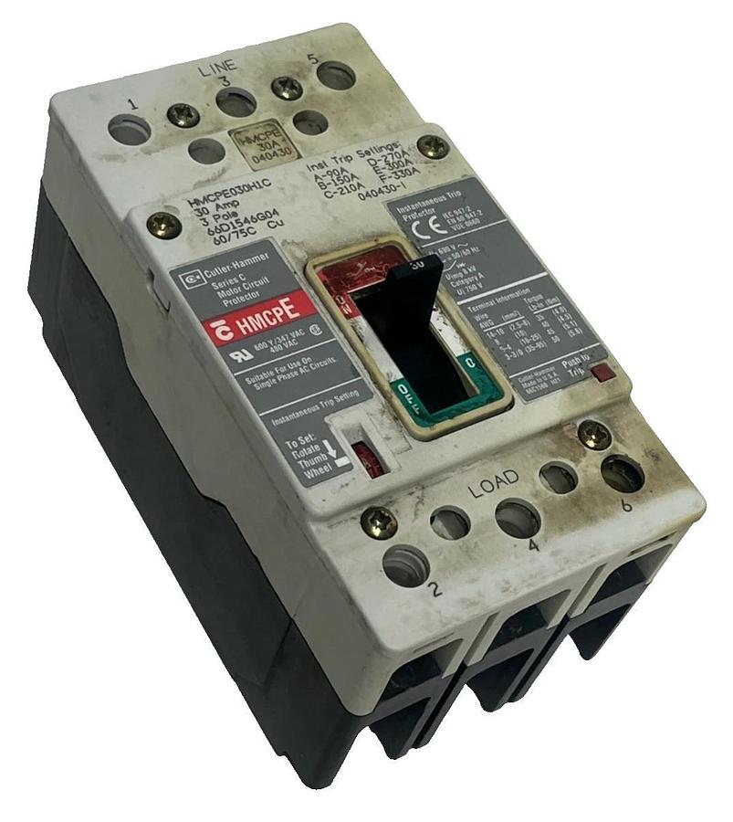 Eaton HMCPE030H1C Motor Circuit Protector 30A 600V 3P Series G G-Frame Surplus