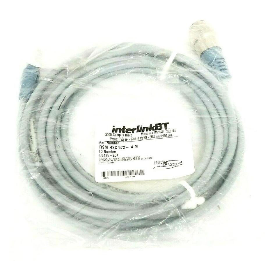 Used NEW TURCK INTERLINKBT RSM RSC 572-4M ID: NO. U5135-204 NETWORK HYBRID CABLE