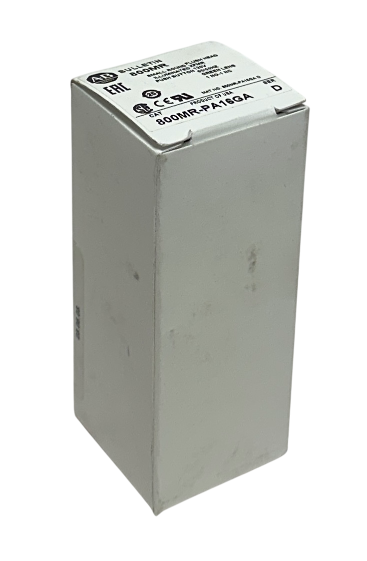 Used ALLEN BRADLEY 800MR-PA16GA /D SMALL ROUND PUSH BUTTON FLUSH GREEN 120V NSMP