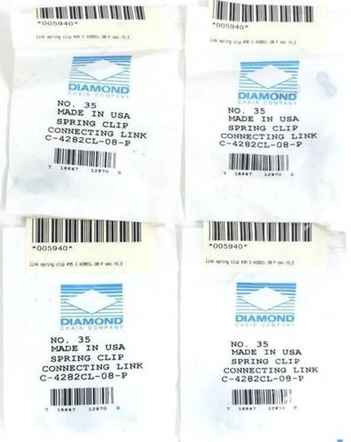 LOT OF 4 NEW DIAMOND NO. 35 SPRING CLIP CONNECTING LINK C-4282CL-08-P