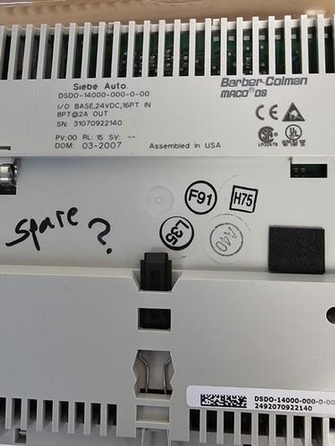 Used BARBER-COLMAN DSDO-14000-000-00-0 1/O BASE, 24VDC, 16PT IN DSDO14000000000
