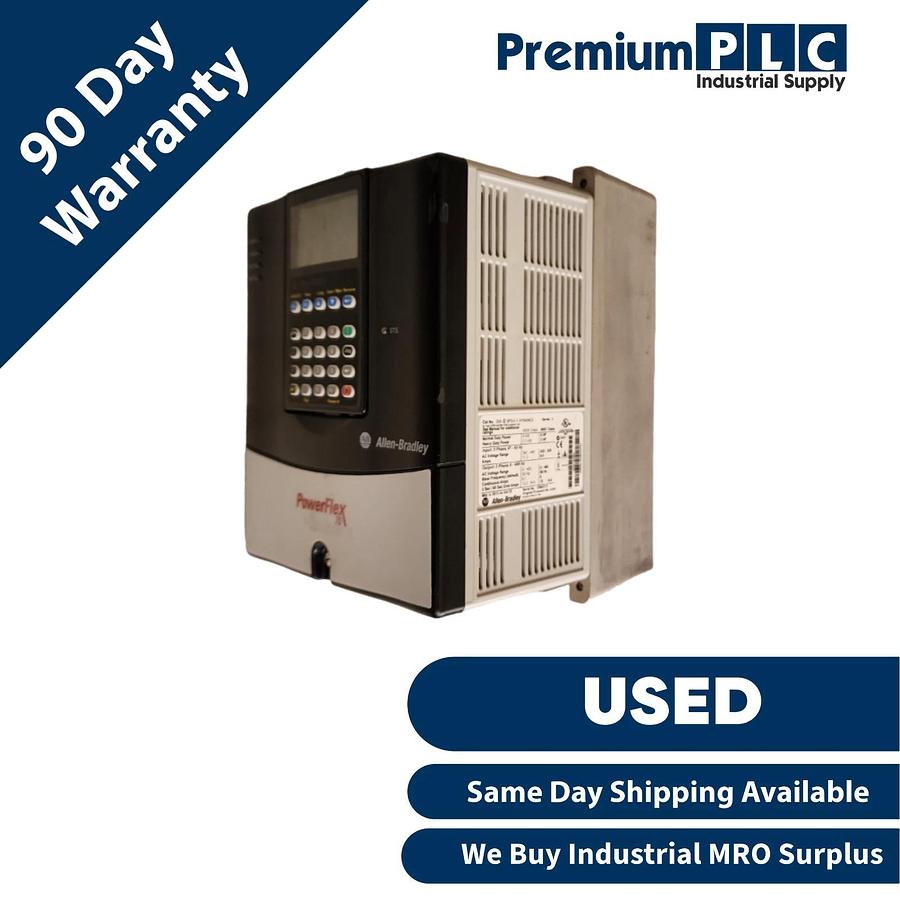 Used ALLEN BRADLEY 20AD8P0A3AYNANC0 /A POWERFLEX 70 AC DRIVE 8A 5HP 480V FRN. 5.001