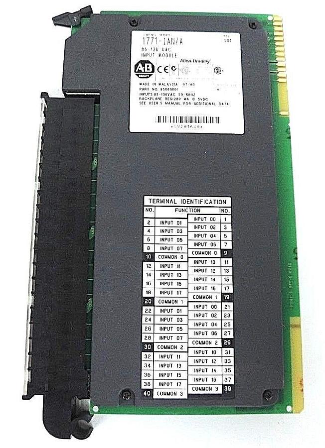 Used ALLEN BRADLEY 1771-IAN/A SER. A, REV. D01 INPUT MODULE 85-138VAC, 95689601