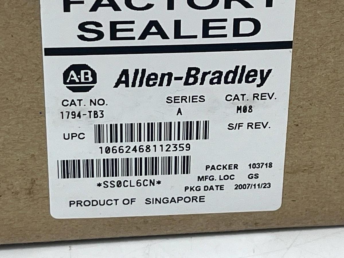Allen Bradley 1794-TB3 Flex I/O Terminal Base | Ser A Rev B02 | PN 96145477