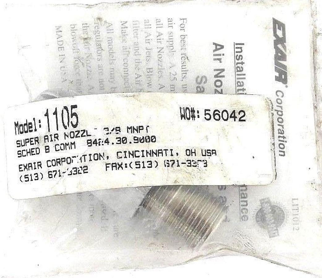 Used NIB EXAIR CORPORATION 1105 SUPER AIR NOZZLE 3/8 MNPT