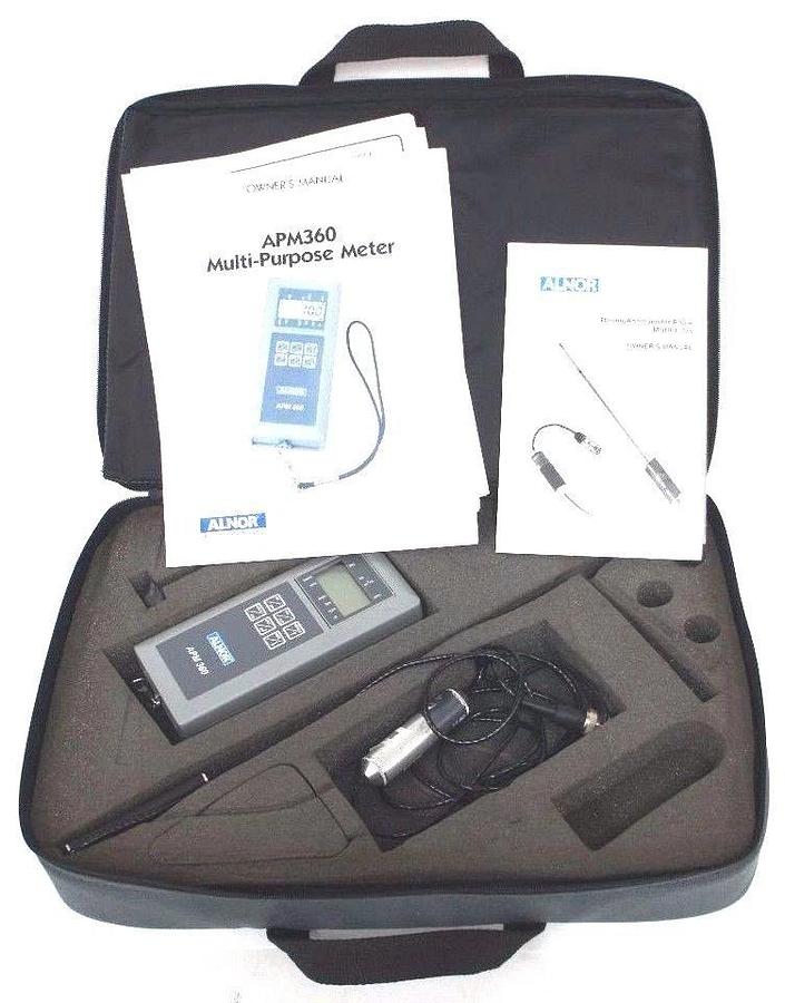 Used ALNOR APM360 MULTI-PURPOSE METER W/ MODEL: 275 THERMOANEMOMETER PROBE
