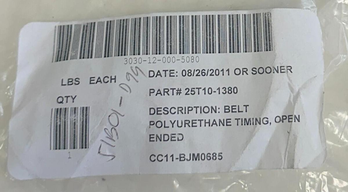 Used 2 B&B 25T10-1380 / 25T101380 POLYURETHANE TIMING BELTS OPEN-ENDED OEM NSNP