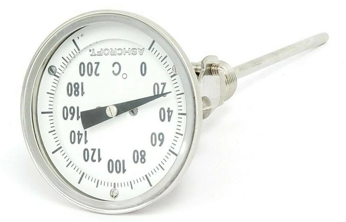 Used ASHCROFT 0-200 DEGREE C THERMOMETER, ~5.25" PROBE