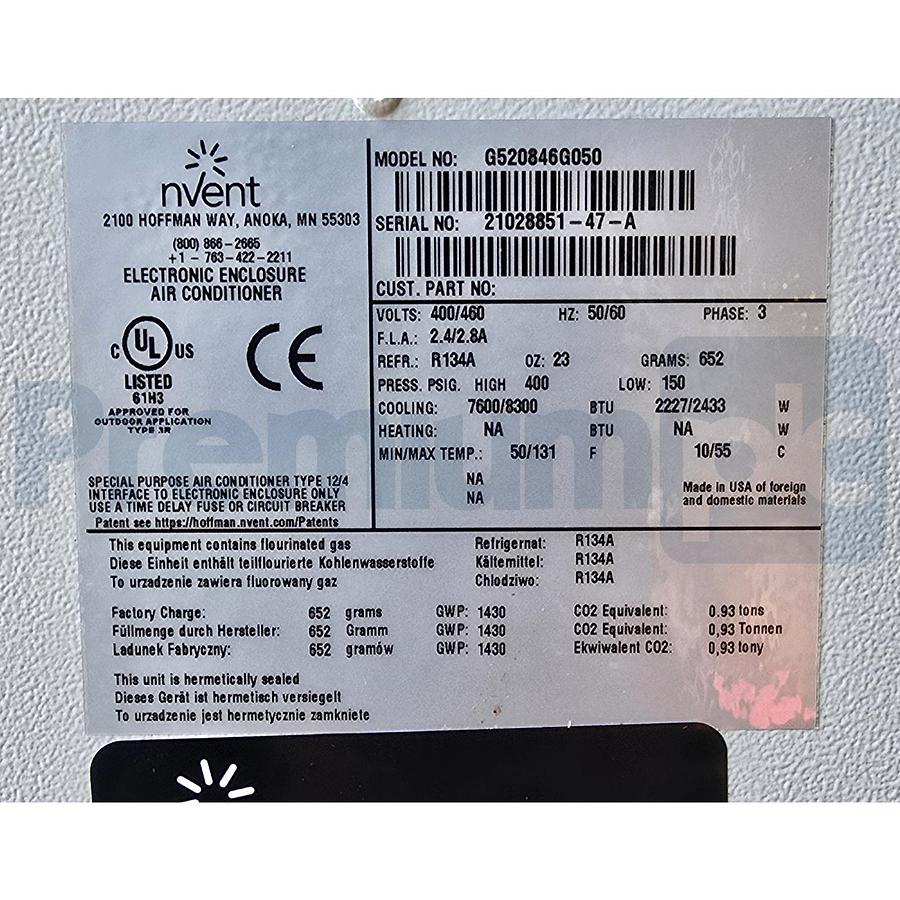 Used nVent HOFFMAN SpectraCool G520846G050 Enclosure Air Conditioner 8000BTU | 19284