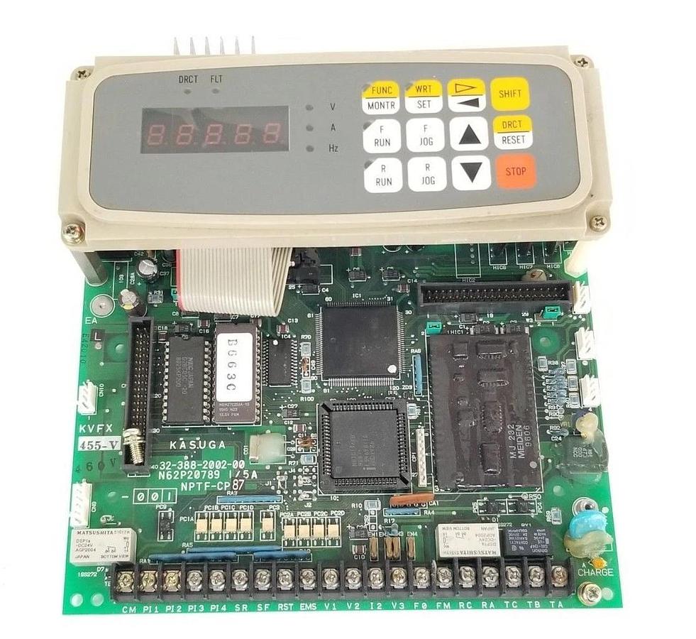 Used KASUGA 32-388-2002-00 BOARD N62P20789 1/5A NPTF-CP87 W/ 32-350-2001-02 INTERFACE