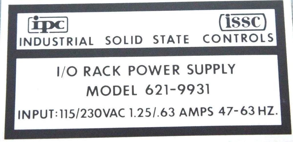 Used NIB IPC ISSC 621-9931 I/O RACK POWER SUPPLY 115/230VAC, 6219931