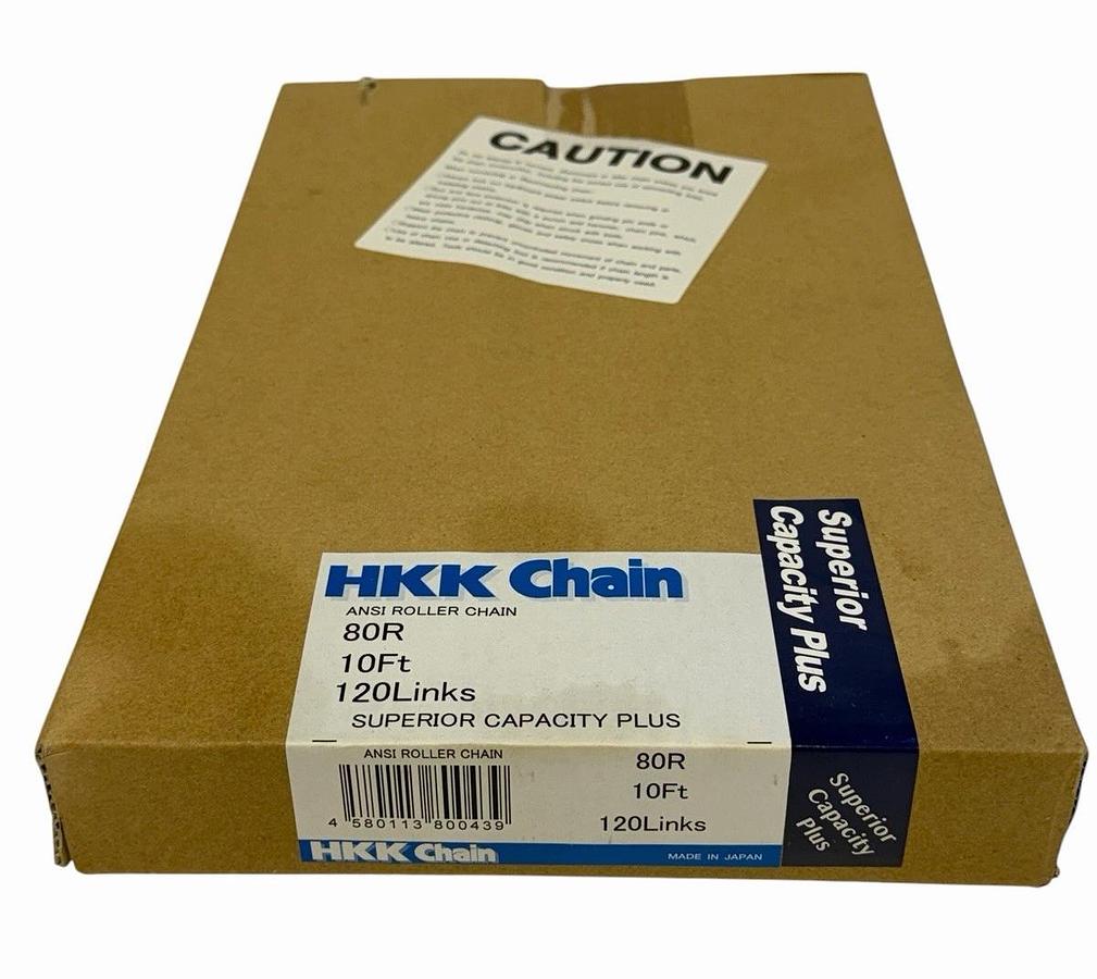 NIB HKK CHAIN 80R 10FT 120LINKS ANSI ROLLER CHAIN SUPERIOR CAPACITY PLUS