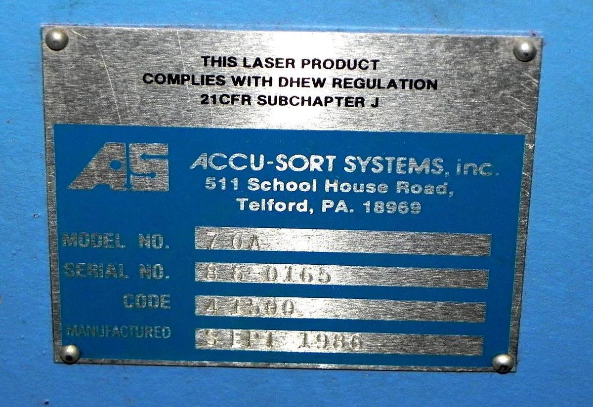 Used ACCU -SORT 70A LASER BARCODE SCANNER