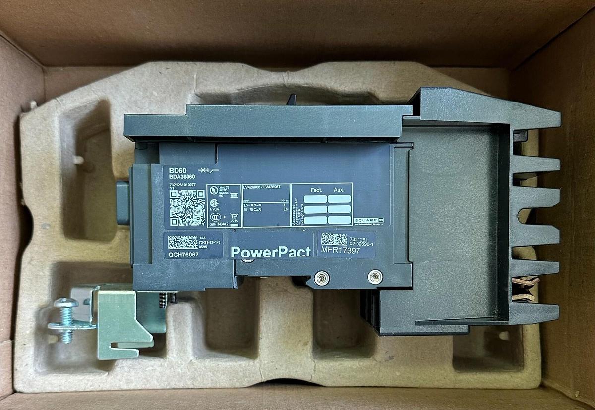 Used NEW SQUARE D BDA36060 PowerPact B CIRCUIT BREAKER 3P 60A 18kA @ 480V BD060