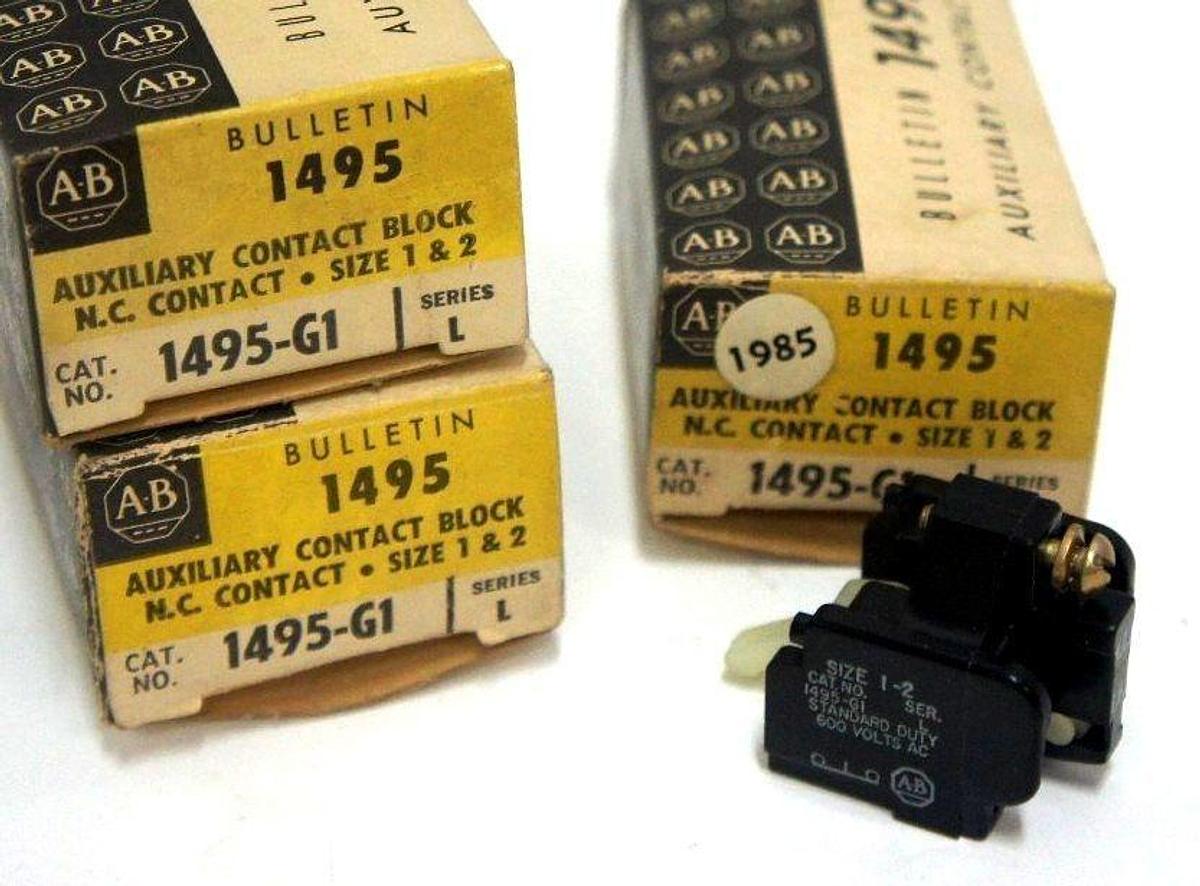 Used LOT OF 3 NIB ALLEN BRADLEY 1495-G1 AUXILIARY CONTACT BLOCKS 1495G1, SER. L