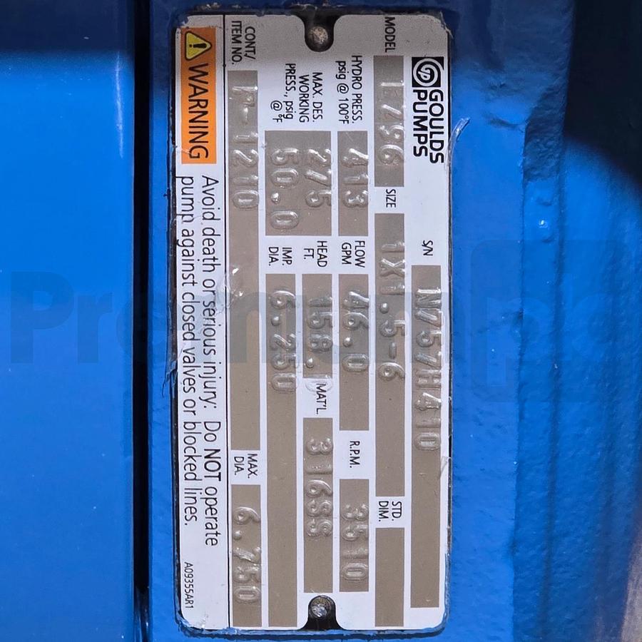 ITT Goulds 3296 EZ96 EZMag Mag Drive Pump 1x1.5-6 316SS Stainless Steel 46.0GPM