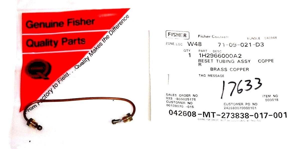 Used NIB FISHER CONTROLS 1H2966000A2 RESET TUBING ASSEMBLY