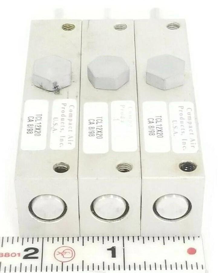 Used LOT OF 3 ITT COMPACT AIR TCL12X20 CYLINDERS TCL12X20, 12MM BORE