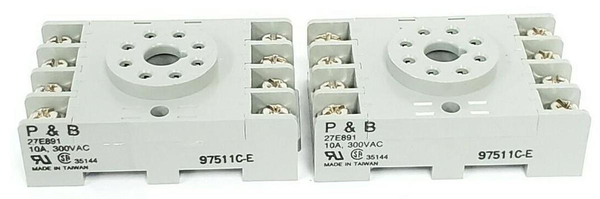 Used LOT OF 2 POTTER & BRUMFIELD 27E891 RELAY BASES 10A, 300VAC