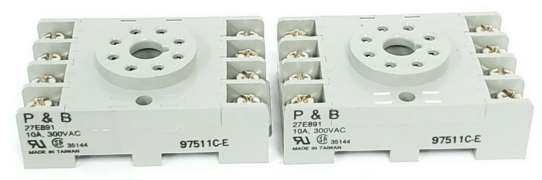 Used LOT OF 2 POTTER & BRUMFIELD 27E891 RELAY BASES 10A, 300VAC