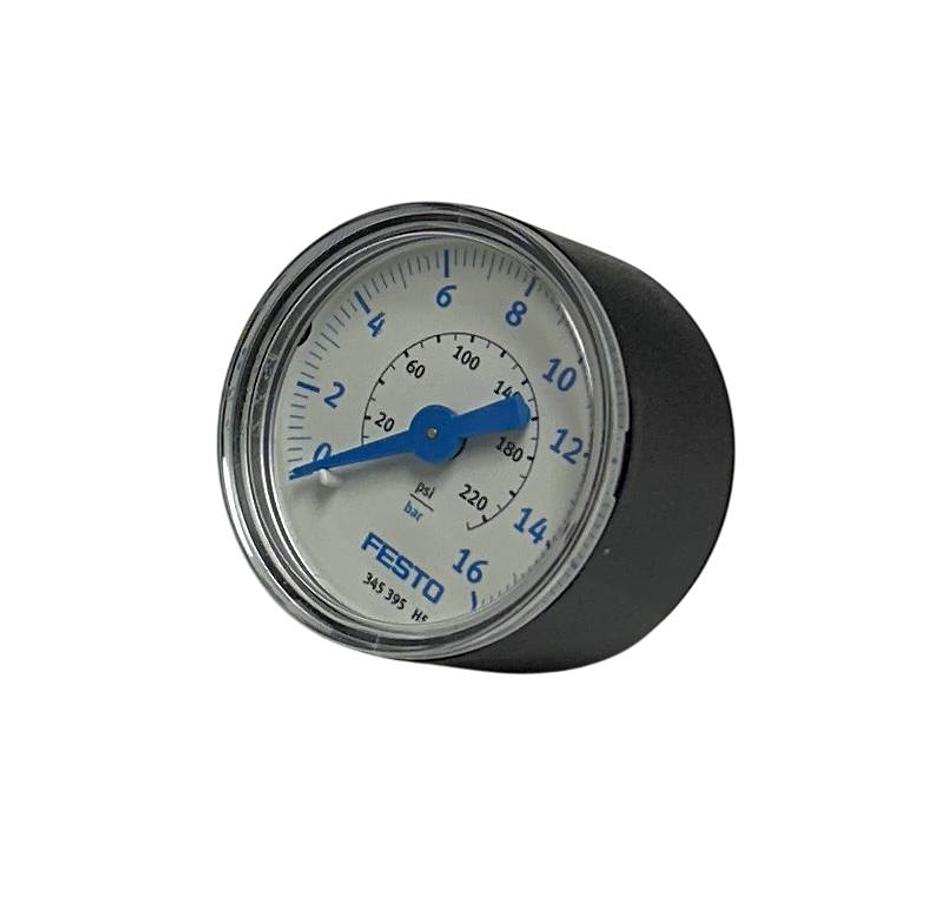 Used 2 FESTO MA-40-16-1/8 / 345395 SERIES H5 MANOMETER PRESSURE GAUGES 0-16BAR NSMP