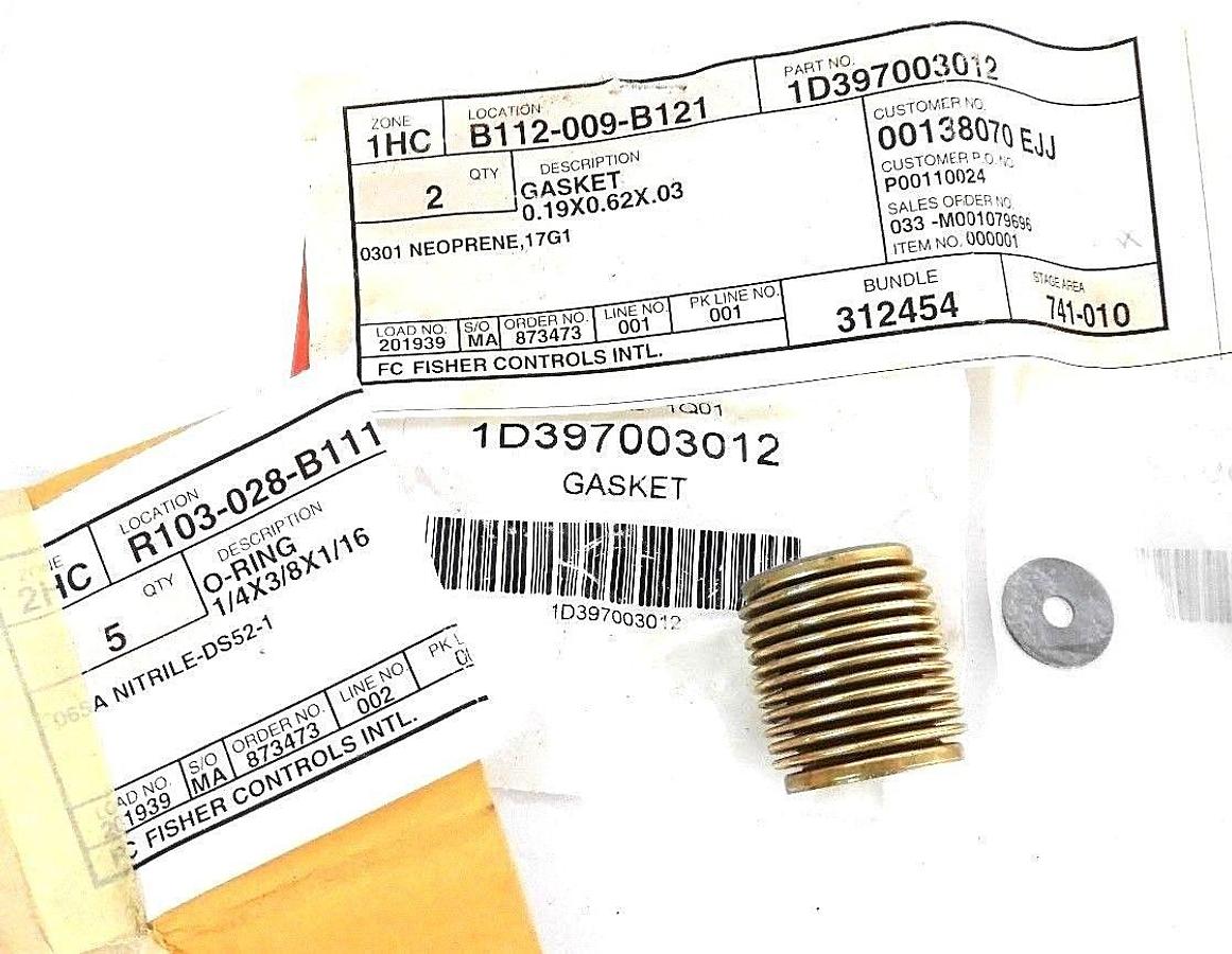 Used NIB FISHER CONTROLS 14A5726X032 BELLOWS ASSEMBLY W/ 5 O-RINGS, 2 GASKETS