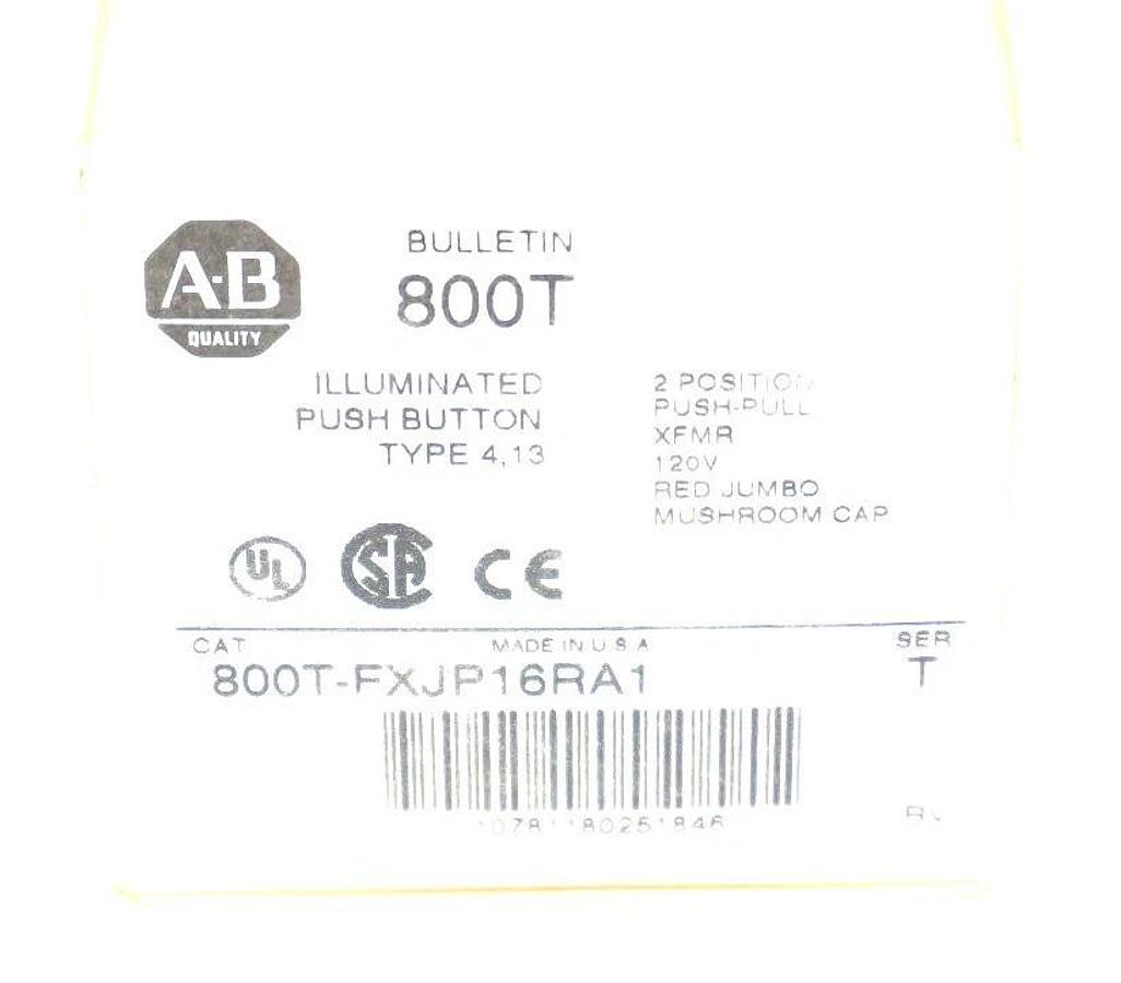 NIB ALLEN BRADLEY 800T-FXJP16RA1 PUSHBUTTON SER. T 120V, 50/60HZ 800TFXJP16RA1