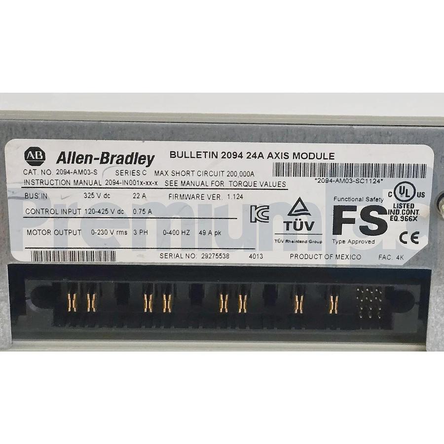 Used Allen Bradley 2094-AM03-S /C Kinetix 6000 Axis Module 24A 230V 5.5kW 2094AM03S
