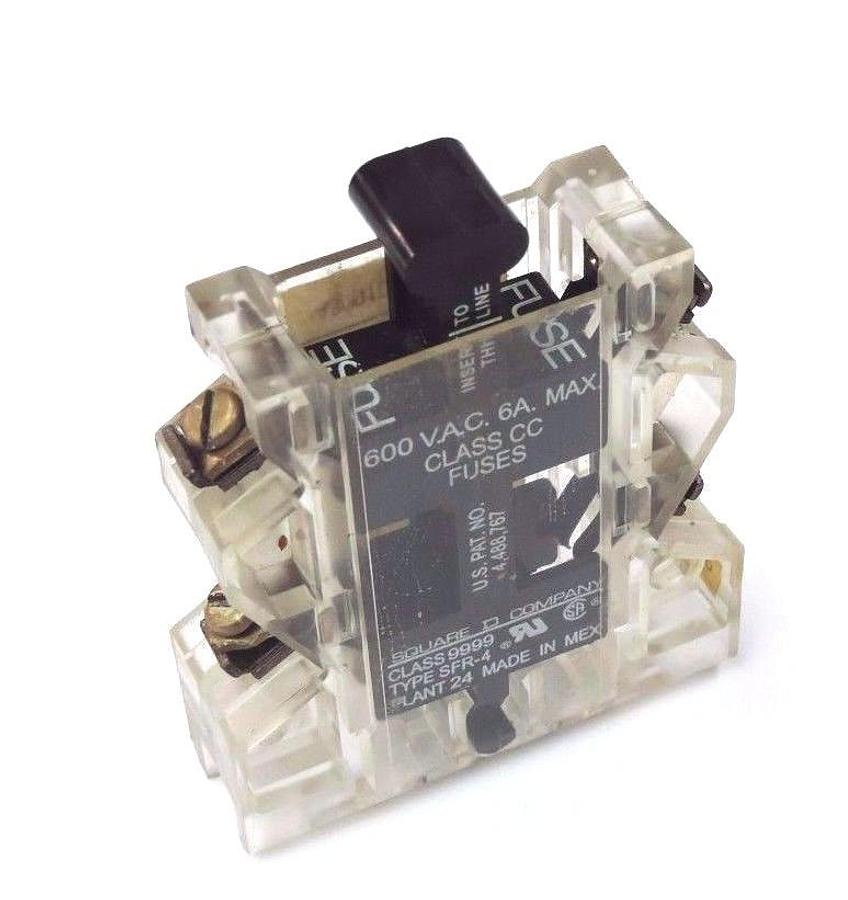 Used SQUARE D 9999-SFR4 CIRCUIT FUSE HOLDER 9999SFR4, 600 VAC 6A MAX CLASS CC FUSES