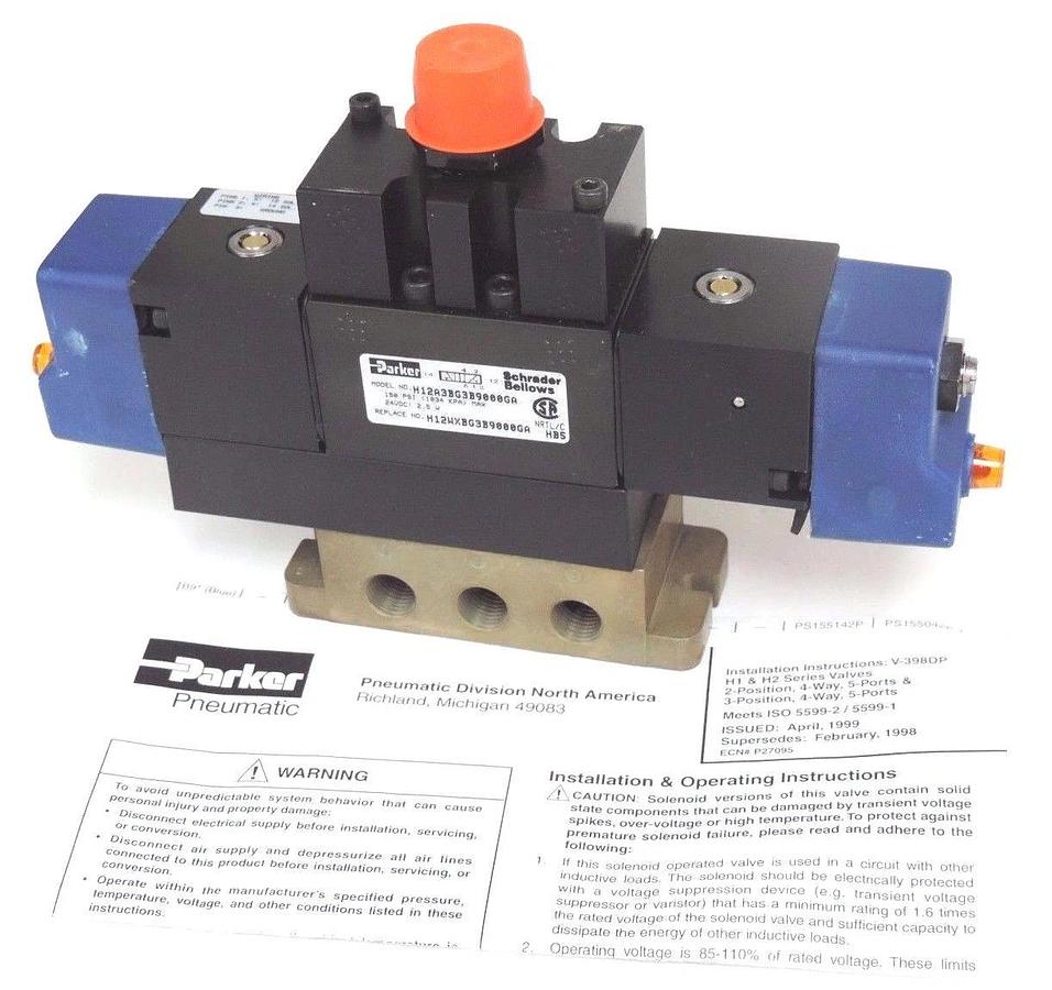 NEW PARKER H12A3BG3B9000GA VALVE 150PSI, 24VDC: 2.5W, H12WXBG3B9000GA , K593-330