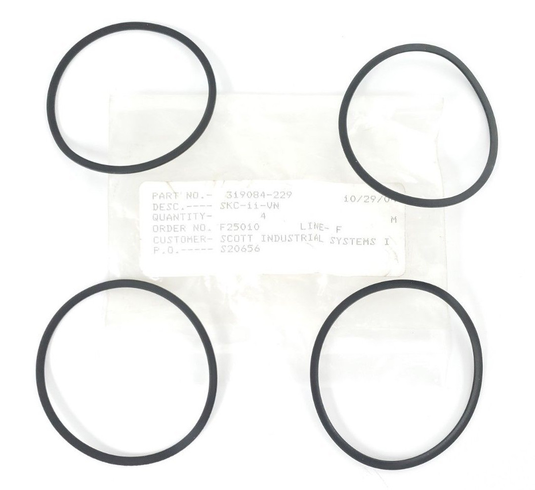 Used LOT OF 4 NEW SCOTT INDUSTRIAL SYSTEMS SKC-11-VN O-RINGS 319084-229, SKC11VN