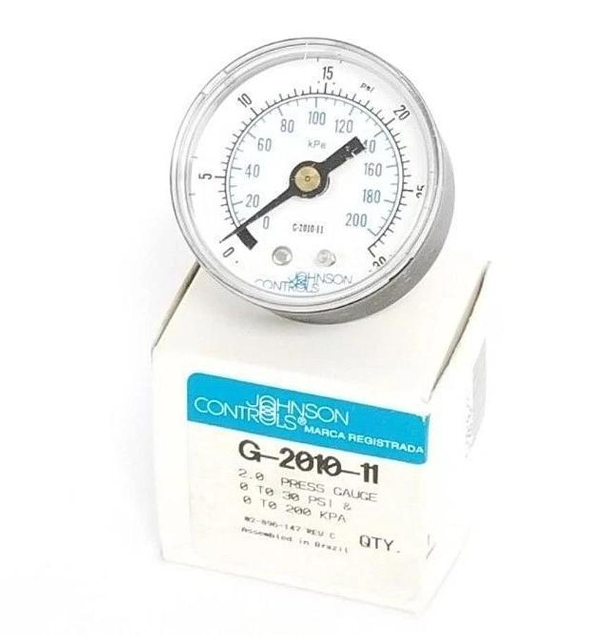Used NIB JOHNSON CONTROLS G-2010-11 PRESSURE GAUGE 2INCH 0-30PSIG 0-200KPA