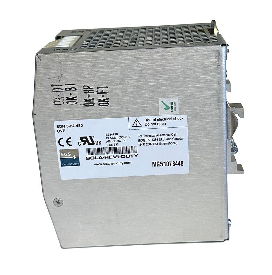 Used NEW SOLA/HEVI-DUTY SDN 5-24-480 / SDN524480 SDN SERIES POWER SUPPLY 5A 24VDC
