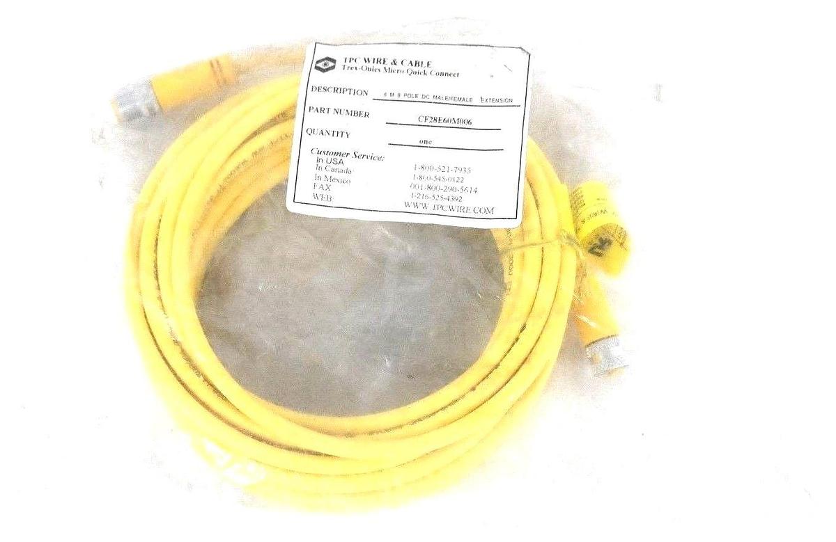 Used NEW TPC WIRE & CABLE CF28E60M006 TREX-ONICS MICRO QUICK CONNECT CABLE 6M 8P M/F